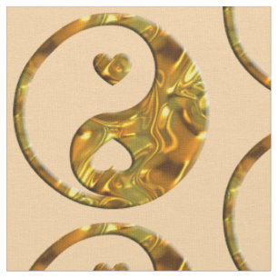 Yin & Yang Sign Hearts gold + your background Fabric