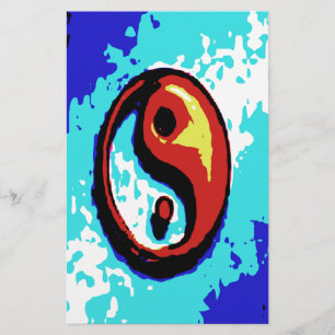 Yin Yang Sign Red and Blue Artistic Stationery