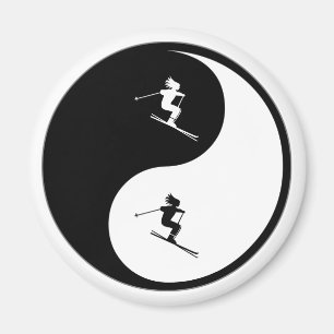 Yin Yang Skiing Magnet