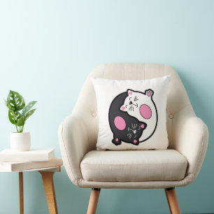 Yin Yang Sleeping Cats In Black And White Cushion