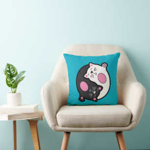 Yin Yang Sleeping Cats In Black And White Cushion