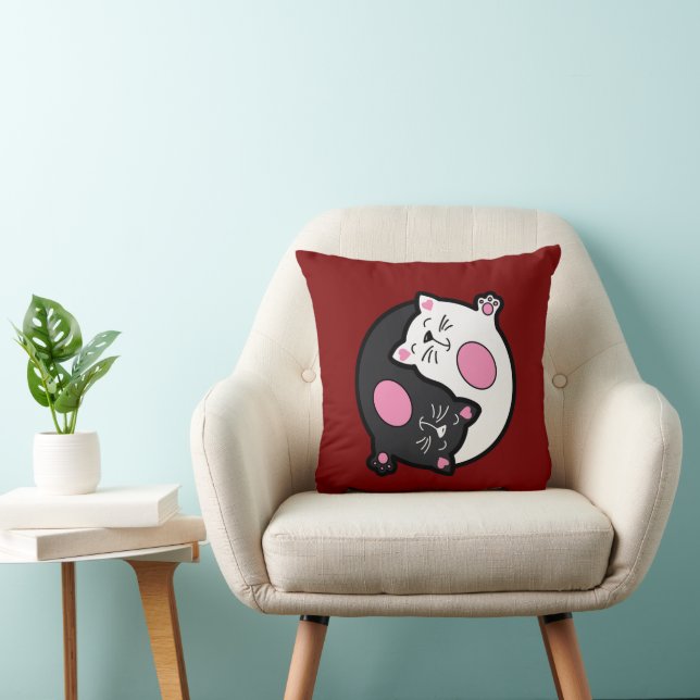 Yin Yang Sleeping Cats In Black And White  Cushion (Chair)