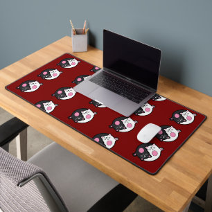 Yin Yang Sleeping Cats In Black And White Desk Mat