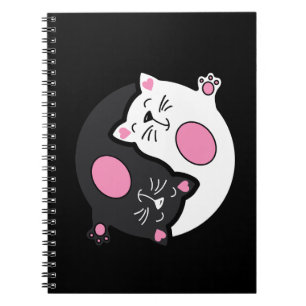 Yin Yang Sleeping Cats In Black And White  Notebook