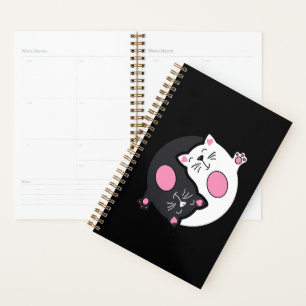 Yin Yang Sleeping Cats In Black And White Planner