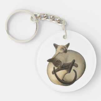Yin Yang Sleeping Siamese Cats Keychain