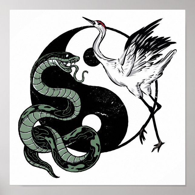 Yin yang Snake And Crane Symbol Poster (Front)