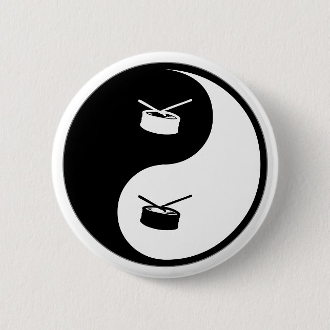 Yin Yang Snare Drum 6 Cm Round Badge (Front)