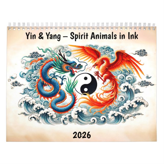 Yin & Yang – Spirit Animals in Ink Calendar (Cover)