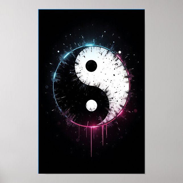 Yin Yang Splash Art Poster Print - Zen Decor (Front)