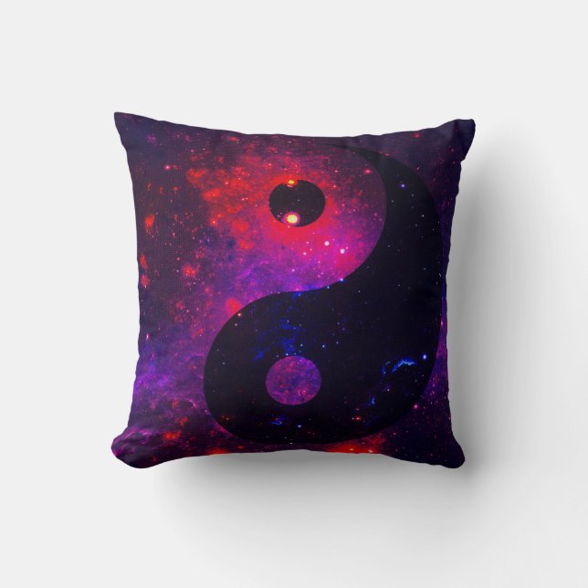 Yin Yang Stardust Blue Purple Red Cushion (Front)