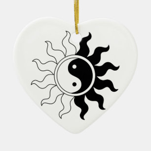 Yin yang sun ceramic tree decoration