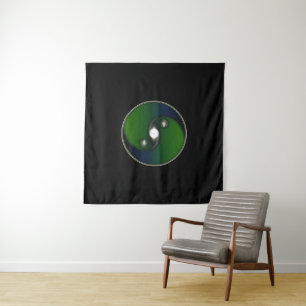 Yin Yang Sun Green Blue Tapestry