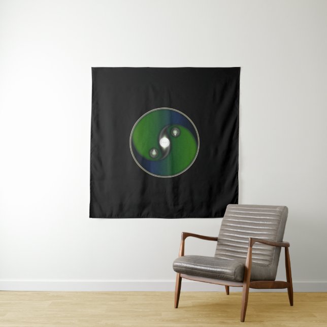 Yin Yang Sun Green Blue Tapestry (In Situ)