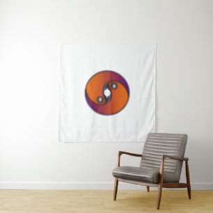 Yin Yang Sun Orange Violet Tapestry