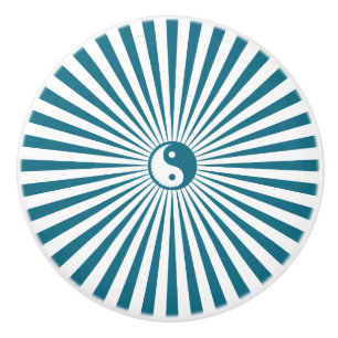 Yin-Yang Sun Wheel-Blue/White Ceramic Knob