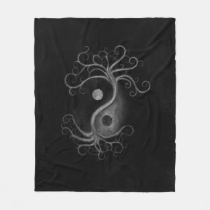 Yin Yang Swirl Tree Fleece Blanket