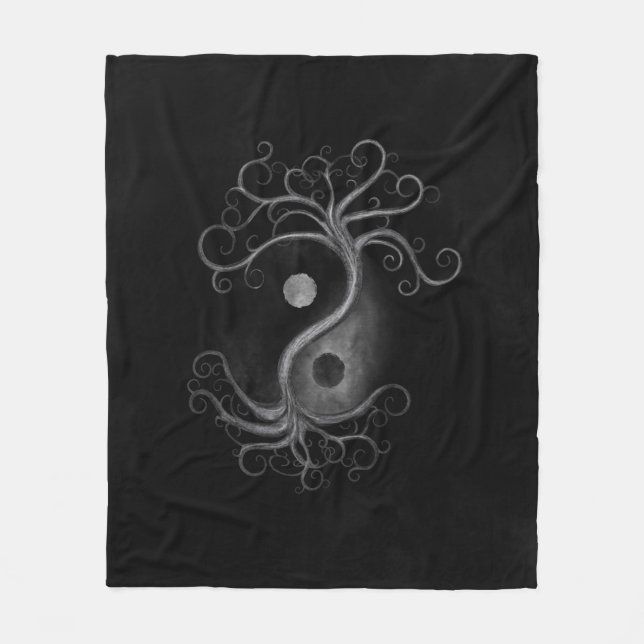 Yin Yang Swirl Tree Fleece Blanket (Front)