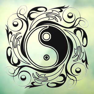 Yin & Yang Symbol Black and White Tattoo Style