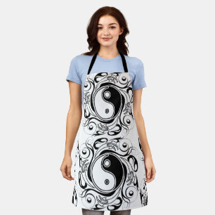 Yin & Yang Symbol Black and White Tattoo Style Apron