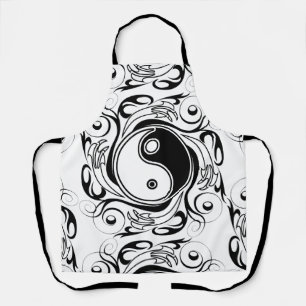 Yin & Yang Symbol Black and White Tattoo Style Apron
