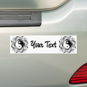 Yin & Yang Symbol Black and White Tattoo Style Bumper Sticker