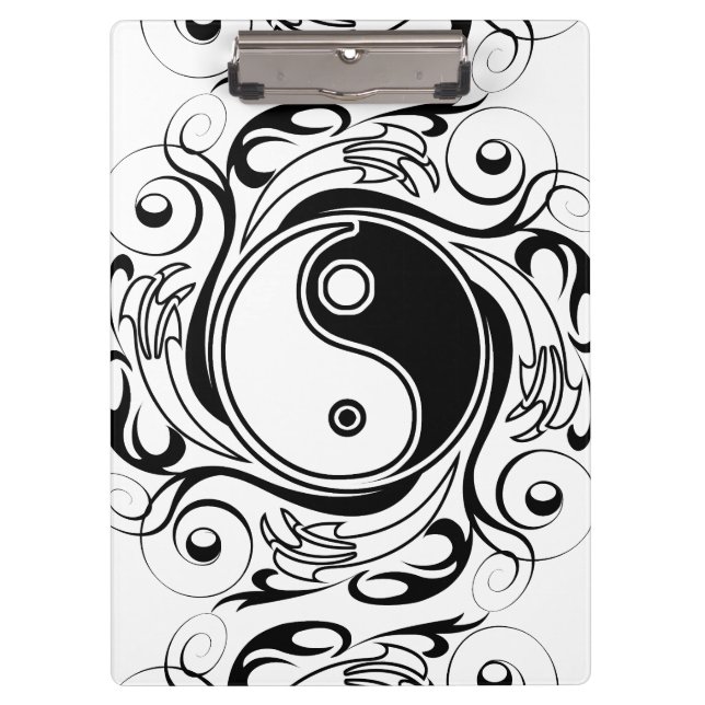 Yin & Yang Symbol Black and White Tattoo Style Clipboard (Front)
