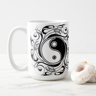 Yin & Yang Symbol Black and White Tattoo Style Coffee Mug