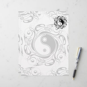 Yin & Yang Symbol Black and White Tattoo Style Custom Letterhead