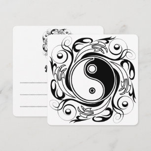 Yin & Yang Symbol Black and White Tattoo Style Invitation