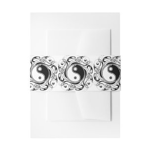 Yin & Yang Symbol Black and White Tattoo Style Invitation Belly Band