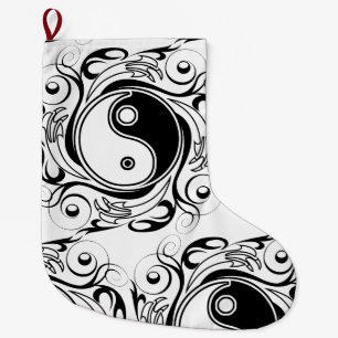 Yin & Yang Symbol Black and White Tattoo Style Large Christmas Stocking