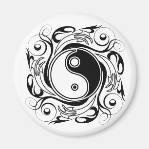 Yin & Yang Symbol Black and White Tattoo Style Magnet
