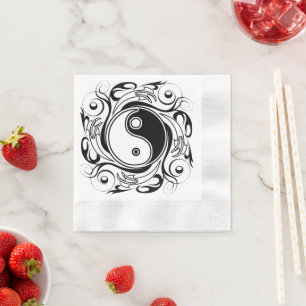 Yin & Yang Symbol Black and White Tattoo Style Napkin