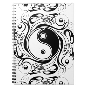 Yin & Yang Symbol Black and White Tattoo Style Notebook