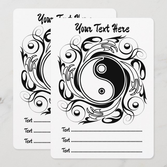 Yin & Yang Symbol Black and White Tattoo Style Program (Front/Back)