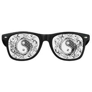Yin & Yang Symbol Black and White Tattoo Style Retro Sunglasses