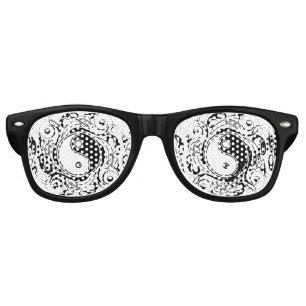 Yin & Yang Symbol Black and White Tattoo Style Retro Sunglasses