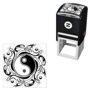 Yin & Yang Symbol Black and White Tattoo Style Self-inking Stamp