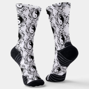 Yin & Yang Symbol Black and White Tattoo Style Socks