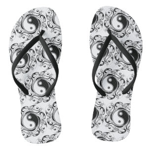 Yin & Yang Symbol Black and White Tattoo Style Thongs
