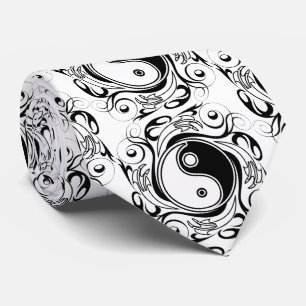 Yin & Yang Symbol Black and White Tattoo Style Tie