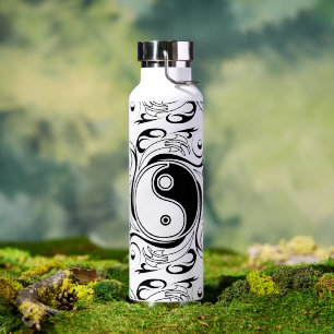 Yin & Yang Symbol Black and White Tattoo Style Water Bottle
