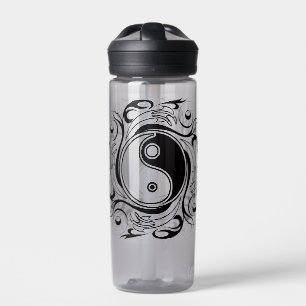 Yin & Yang Symbol Black and White Tattoo Style Water Bottle