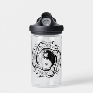Yin & Yang Symbol Black and White Tattoo Style Water Bottle