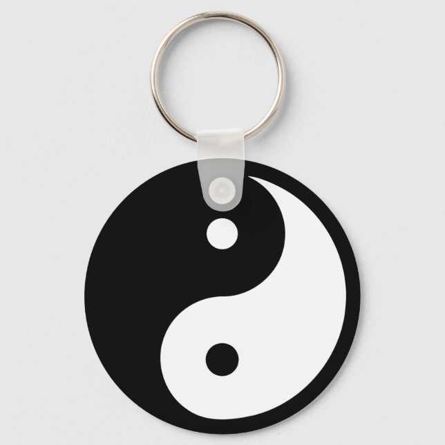 Yin Yang Symbol Black White Keychain (Front)