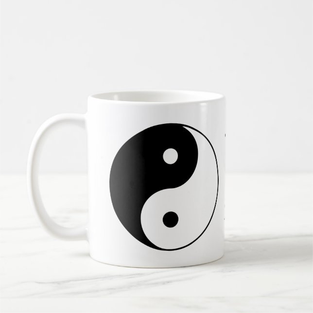 Yin Yang Symbol Black White Name Coffee Mug (Left)