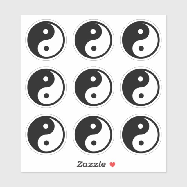 Yin Yang Symbol Black White Set 9 of Sticker (Sheet)