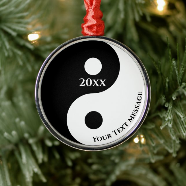 Yin Yang Symbol Christmas Metal Ornament (Tree)