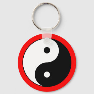 Yin Yang Symbol Colour Border Zen Key Ring
